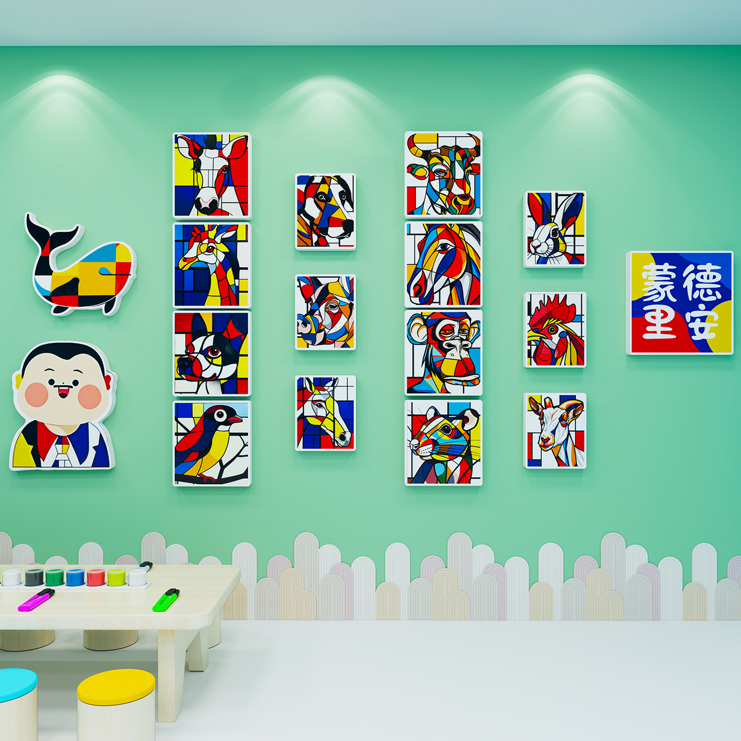 美术教室装饰画室氛围布置艺术培训机构幼儿园环创主题文化背景墙图片