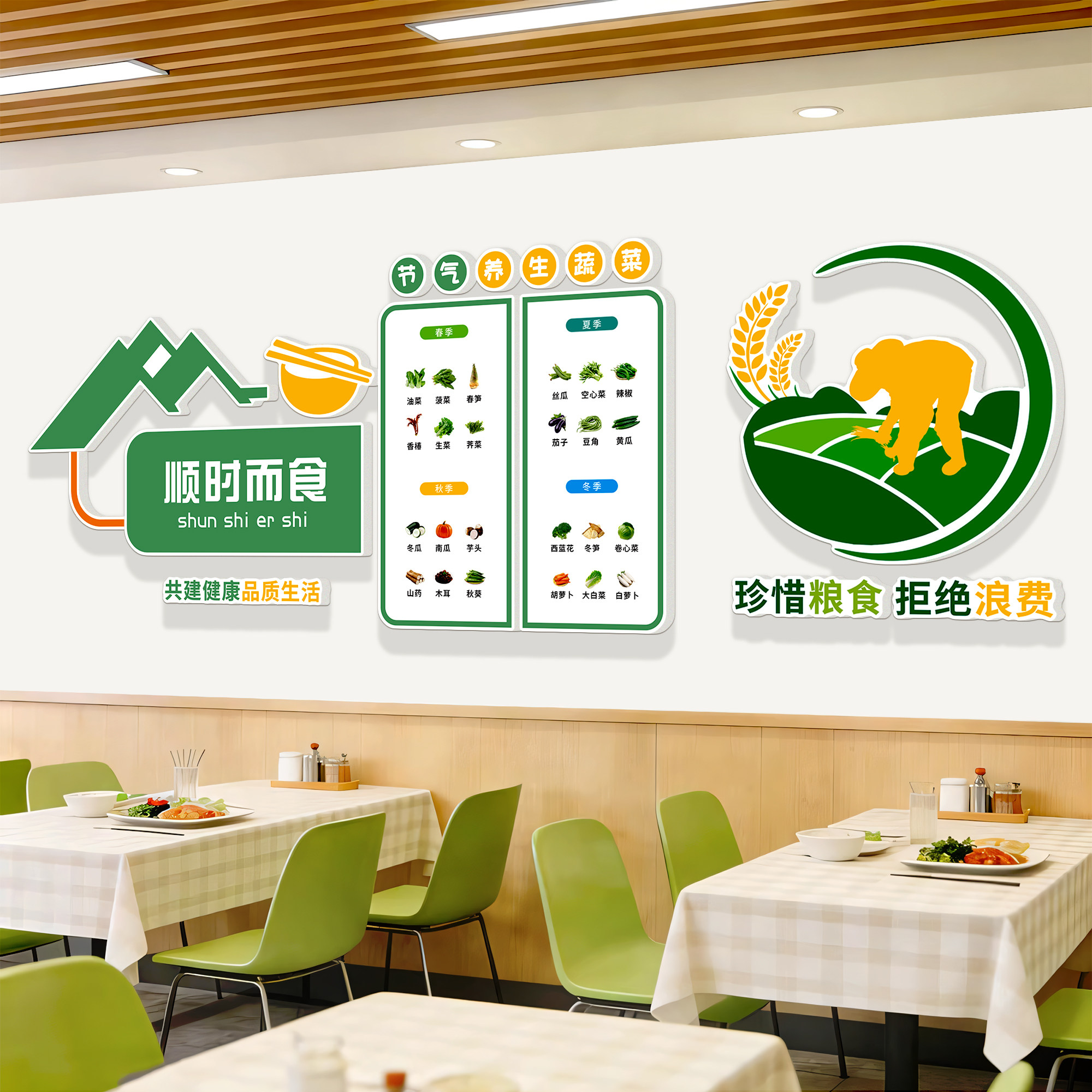 食堂餐厅宣传文化墙挂画工厂员工饭堂珍惜节约粮食标语墙贴纸挂画,家居饰品,文化墙贴,淘宝优惠券,粉丝福利购,淘宝优惠卷