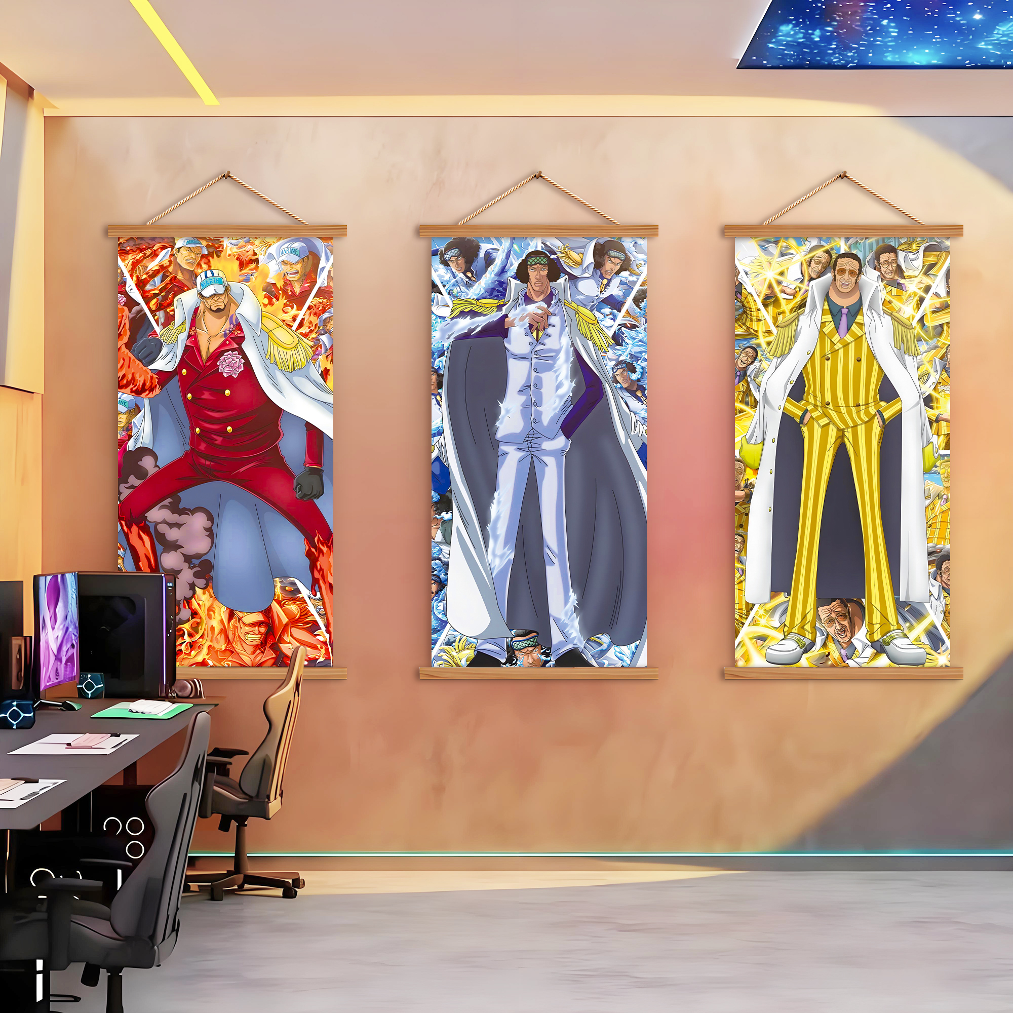 海贼王路飞挂画索隆艾斯电竞装饰