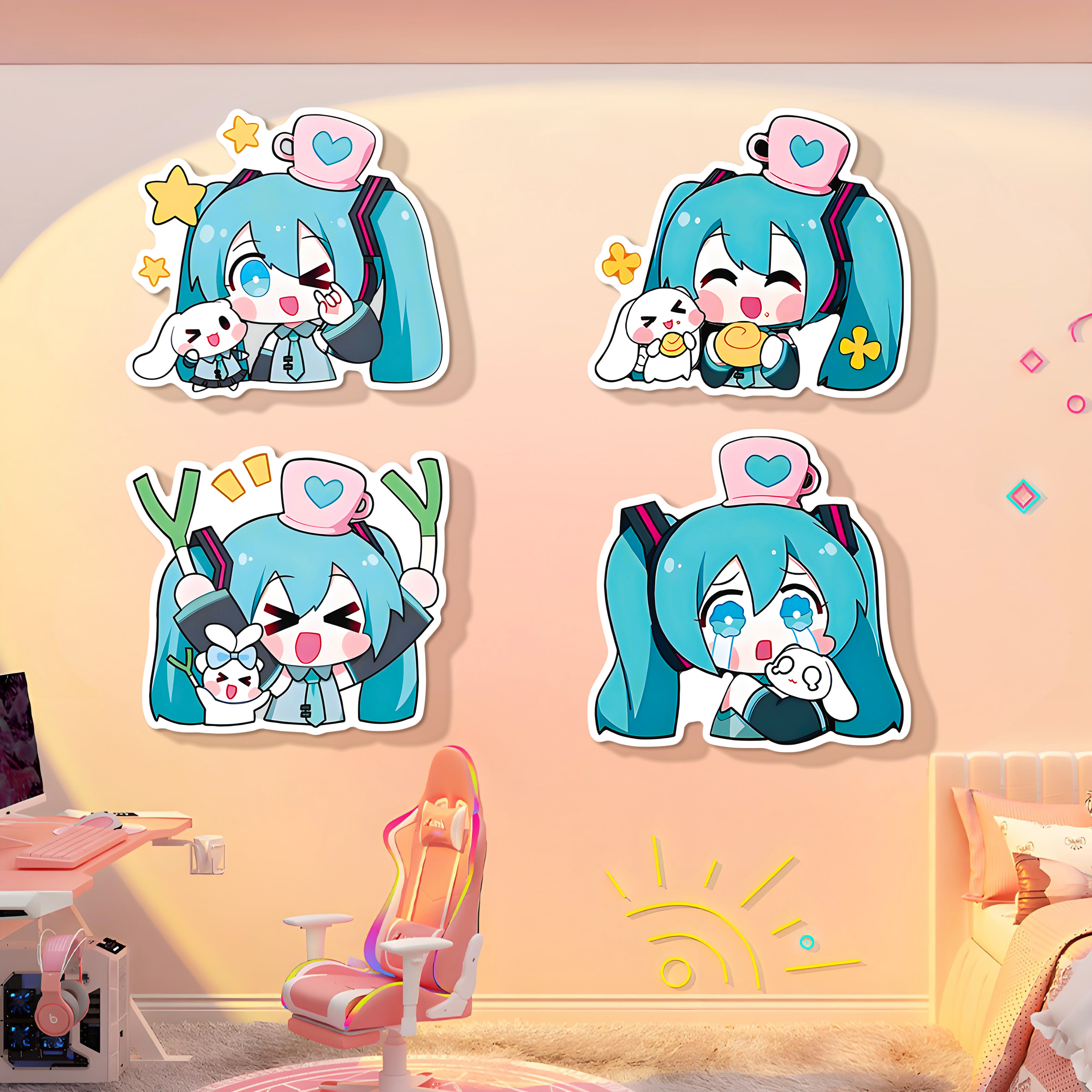 初音未来电竞房间布置装饰贴纸画