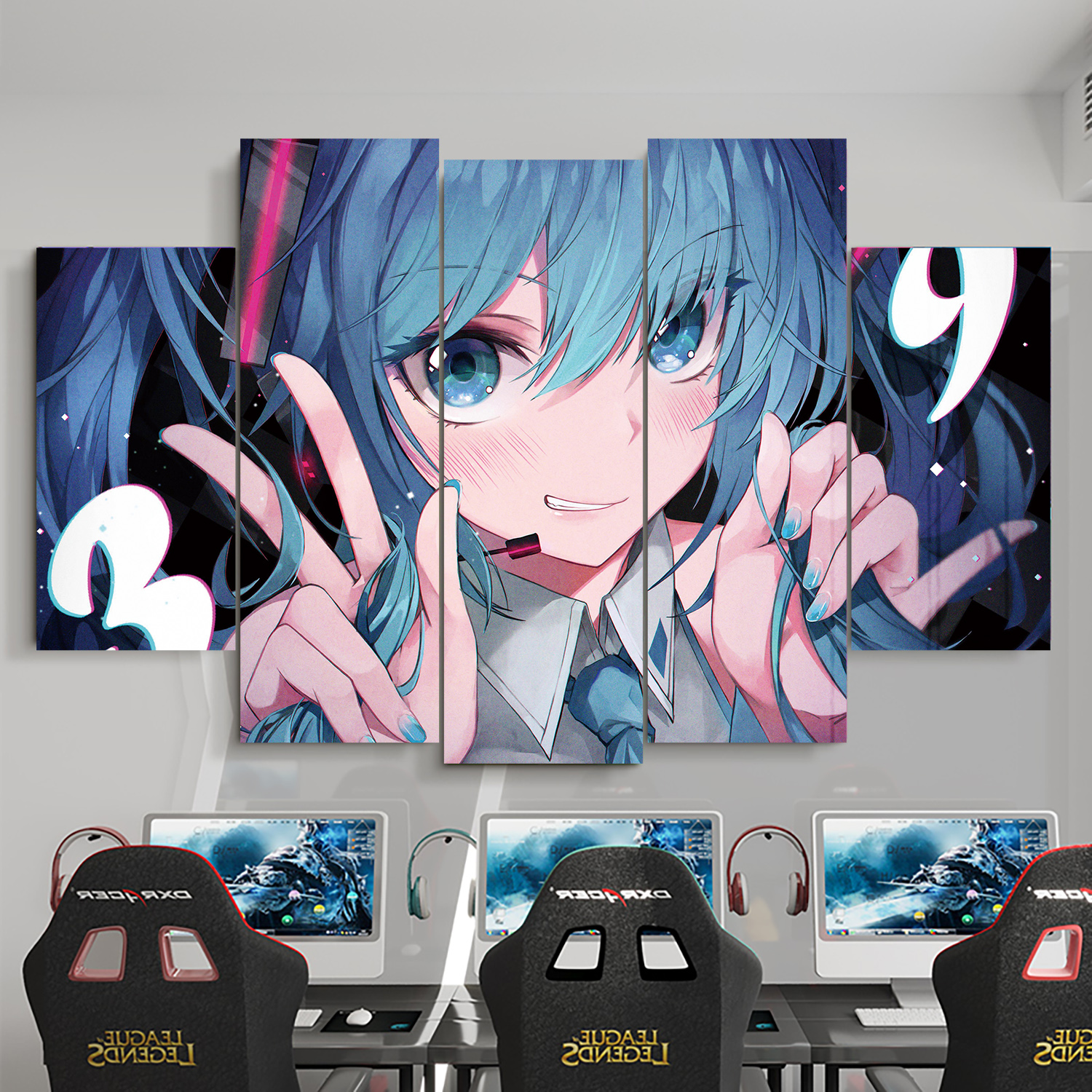 电竞房卧室初音未来装饰画现货发