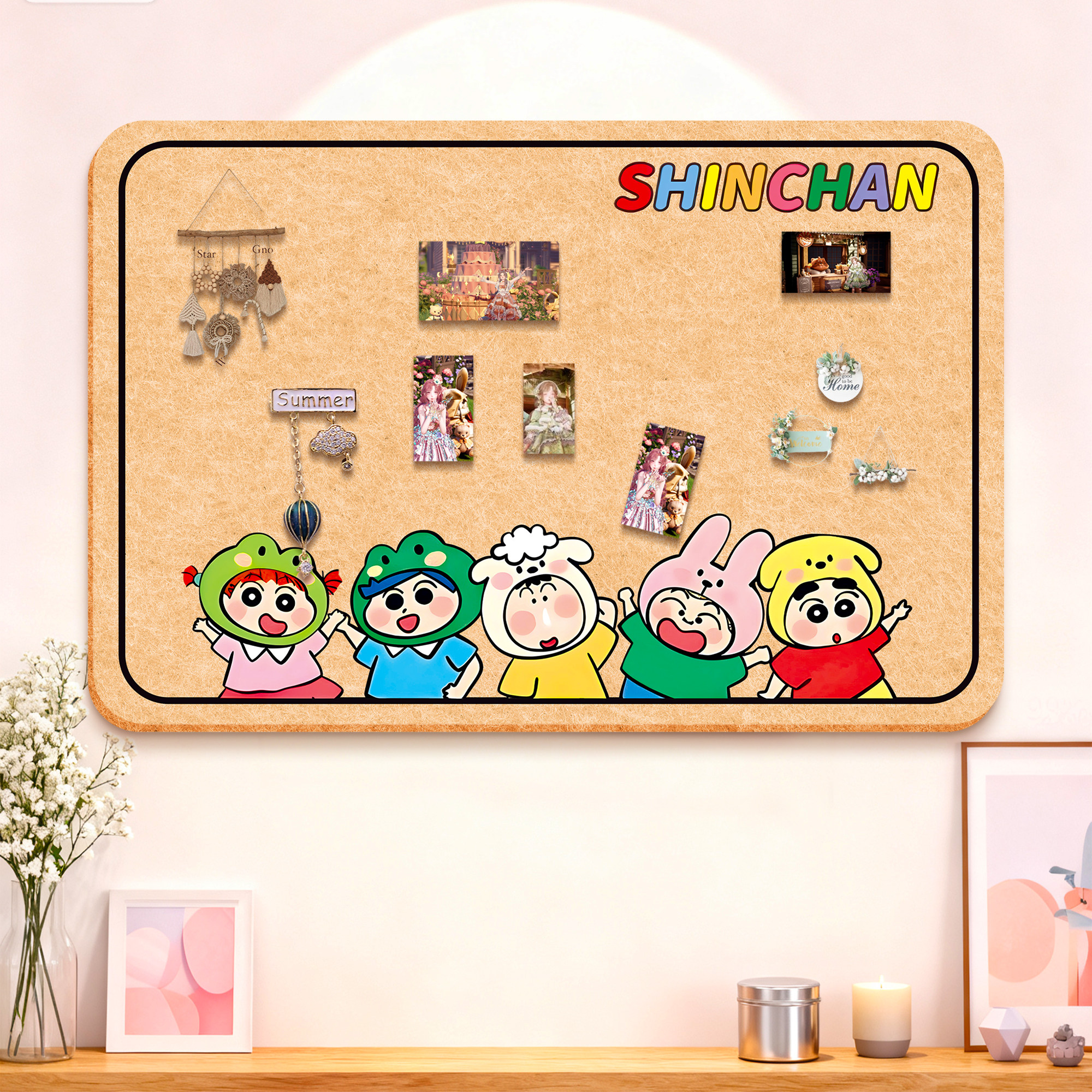 毛毡墙贴儿童房间幼儿园布置装饰照片展示板免打孔不伤墙蜡笔小新