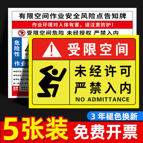 受限空间密闭空间贴纸标识牌