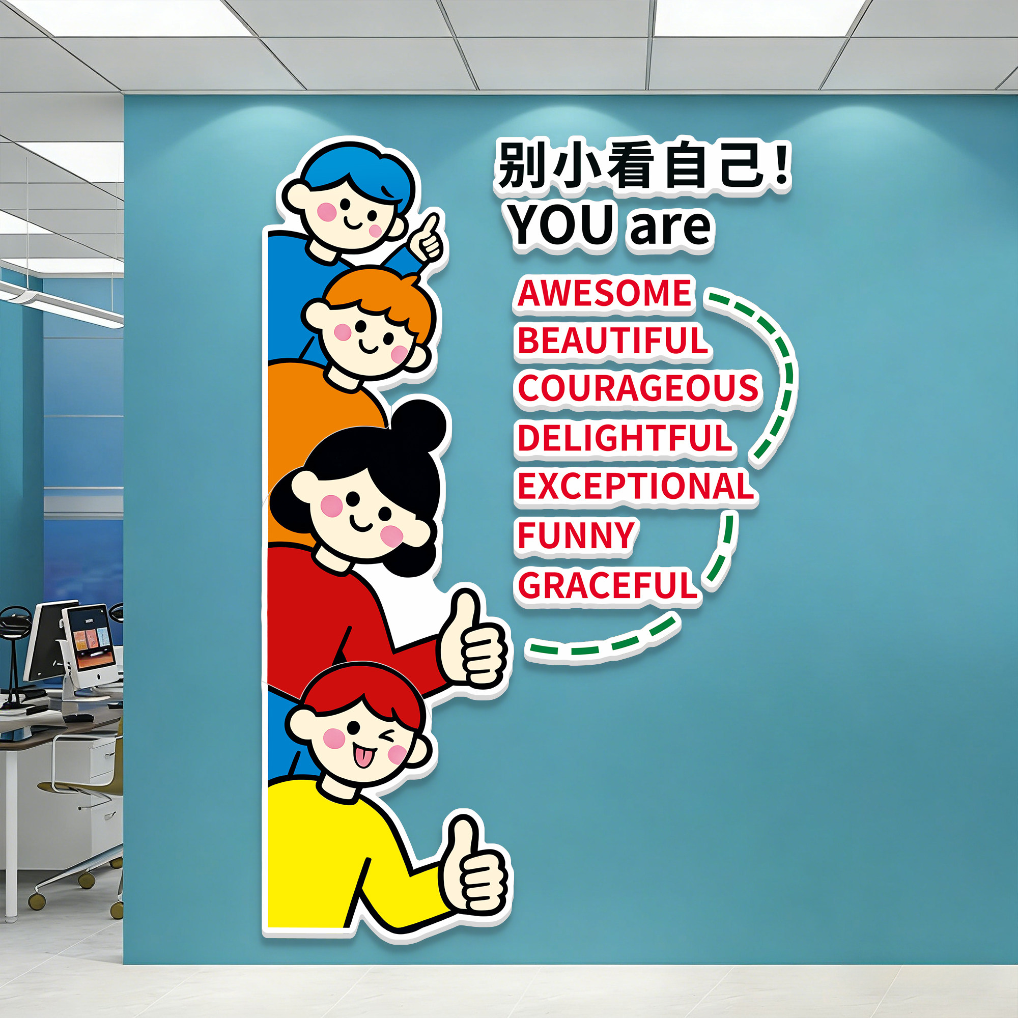 办公室柱子墙面文化装饰休闲区励志标语企业司背景墙贴画氛围布置,家居饰品,文化墙贴,淘宝优惠券,粉丝福利购,淘宝优惠卷