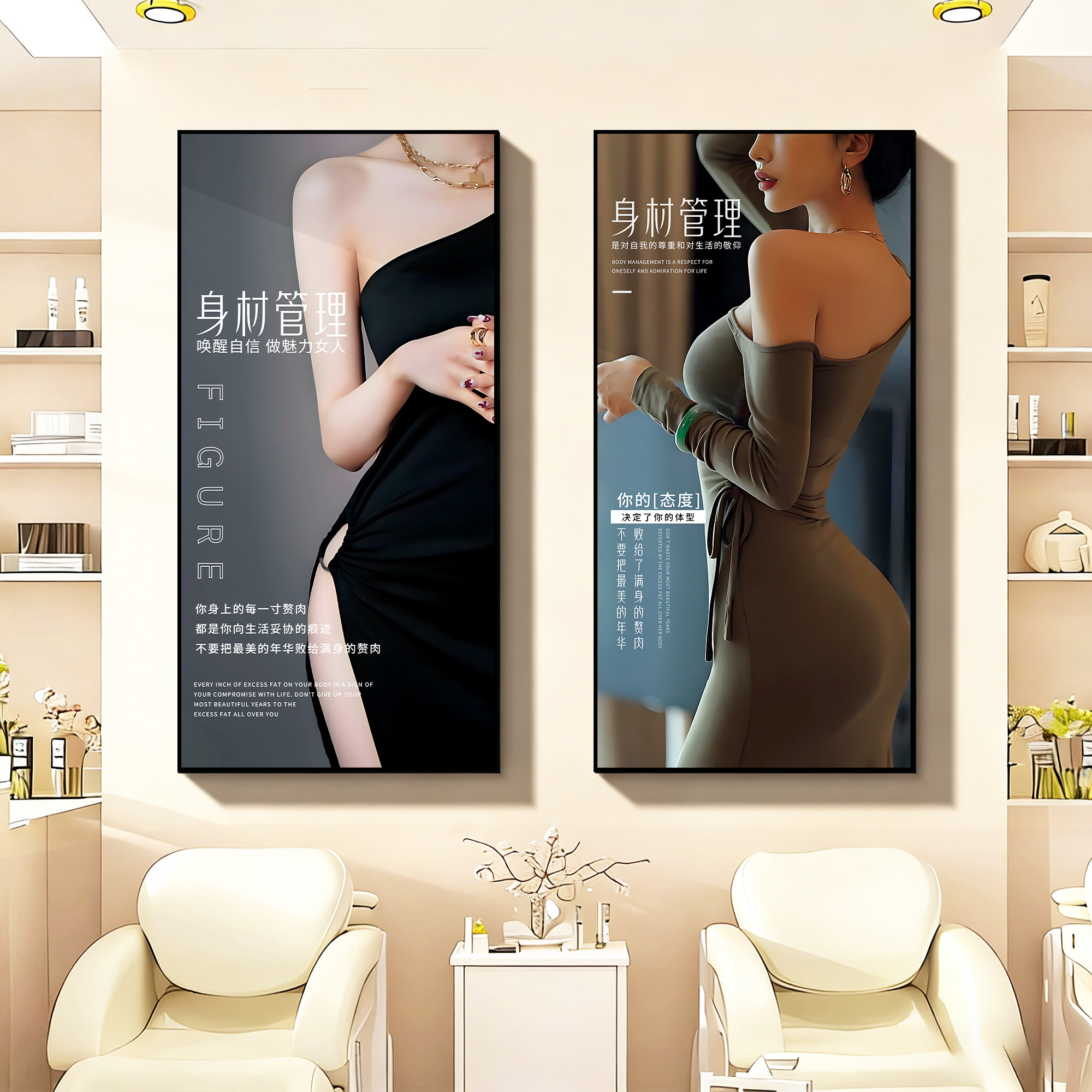 美容院装饰画身材管理挂画会所养生馆美体海报健身房宣传墙面壁画,家居饰品,文化墙贴,淘宝优惠券,粉丝福利购,淘宝优惠卷