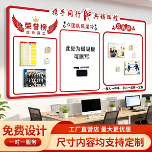 员工风采展示墙业绩荣誉榜照片企业文化背景墙办公室公告栏磁吸贴