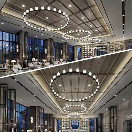 制作酒店宴会厅工程艺术灯具酒吧KTV圆环灯售楼部沙盘圈圈吊灯