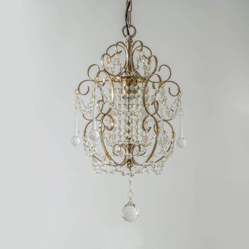 美式乡村吊灯餐厅灯卧室床头灯走廊衣帽间灯具单头小法式水晶灯