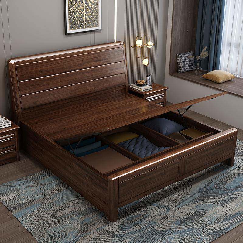 胡桃木床适合小房间的单人床1米2榫卯结构床架家用卧室老式木头床