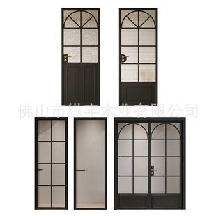 法式复古门极窄玻璃平开门室内卫生间厨房阳台拱形烤漆实木复合门