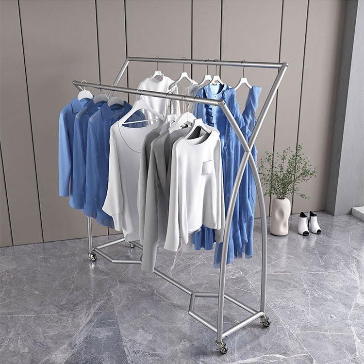 双排服装店展示架女装店中岛衣服陈列货架铁艺烤漆落地挂衣架服饰
