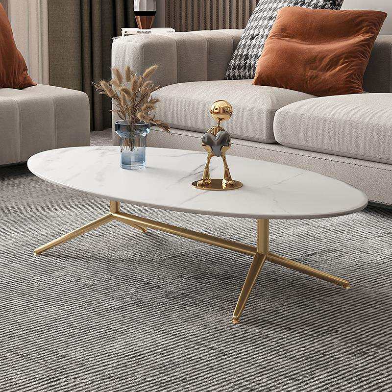 意式轻奢茶几北欧小户型客厅家用椭圆形简约现代创意岩板茶几极简