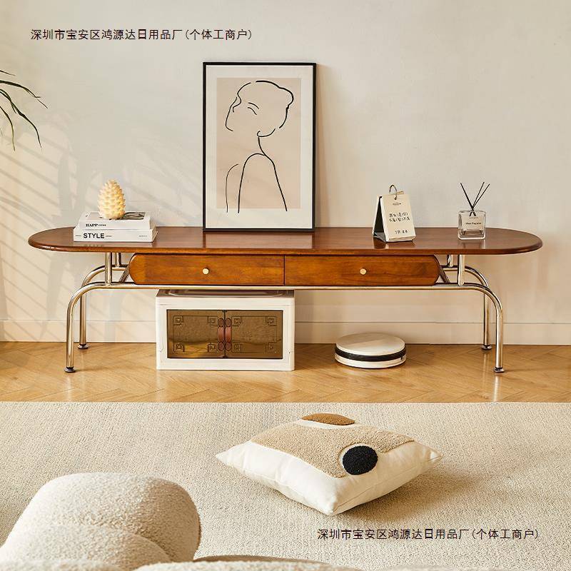 储物柜实木艾森朗特客厅电视墙柜中古复古收纳家用电视柜茶几包邮