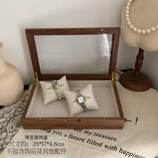 实木首饰盒项链戒指收纳盒胡桃木耳饰饰品盒手镯手链木制品盒复古