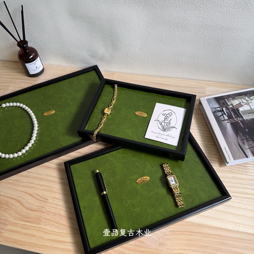 黑色木质首饰收纳盘实木项链手链展示架拍照道具专用展示盘托盘盒