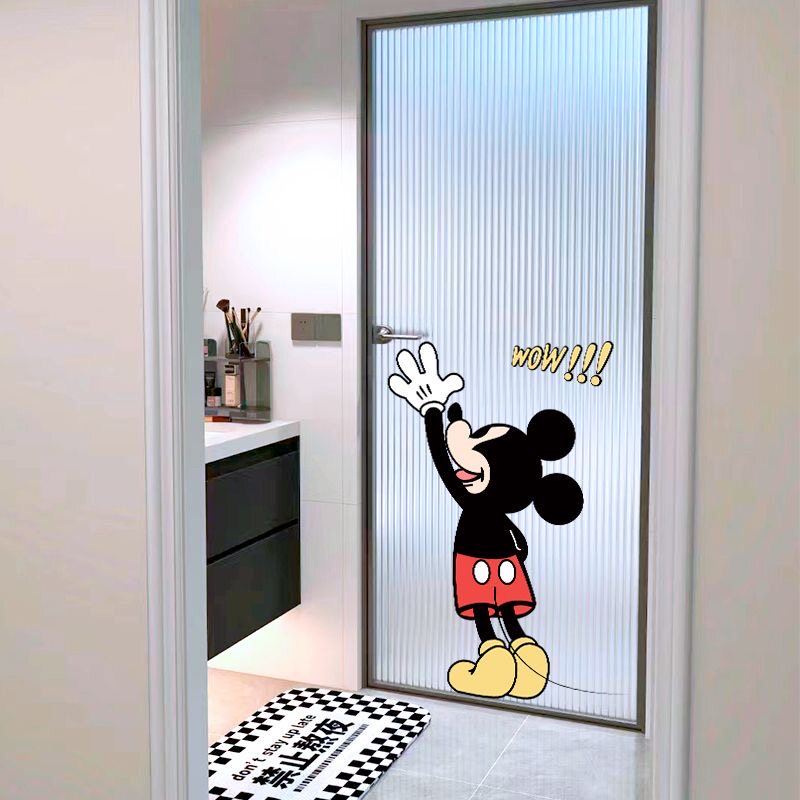 卡通米奇家居玻璃静电贴画厨房店铺推拉门防撞贴纸可爱静电贴纸