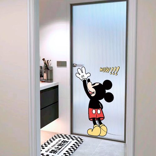 卡通米奇家居玻璃静电贴画厨房店铺推拉门防撞贴纸可爱静电贴纸