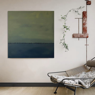 饰画沙发背景墙客厅挂画手工壁画 侘寂风装 HW.ART手绘油画 绀青