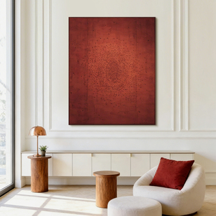 HW.piant原创手绘油画《红日》侘寂风客厅肌理挂画玄关装饰艺术画