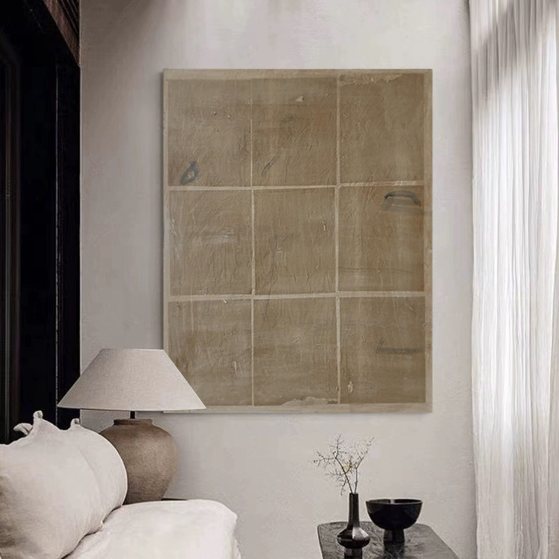 HW.ART纯手绘油画《散恪》客厅侘寂风挂画玄关简约抽象装饰画手工