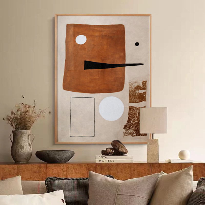 HW.ART手绘油画《若南》客厅装饰画卧室玄关纯手工抽象挂画侘寂风