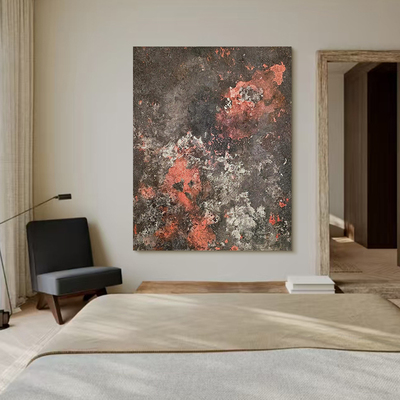 HW.piant原创手绘油画《桂序》侘寂风玄关手工抽象挂画客厅装饰画