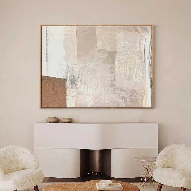 art手绘油画《归园田居》极简风客厅装饰挂画玄关抽象简约壁画