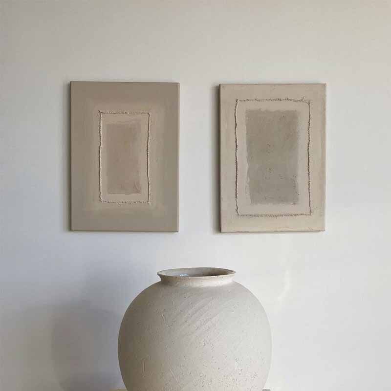 piant原创手绘《围城》赤贫风客厅油画装饰画卧室双联壁画抽象