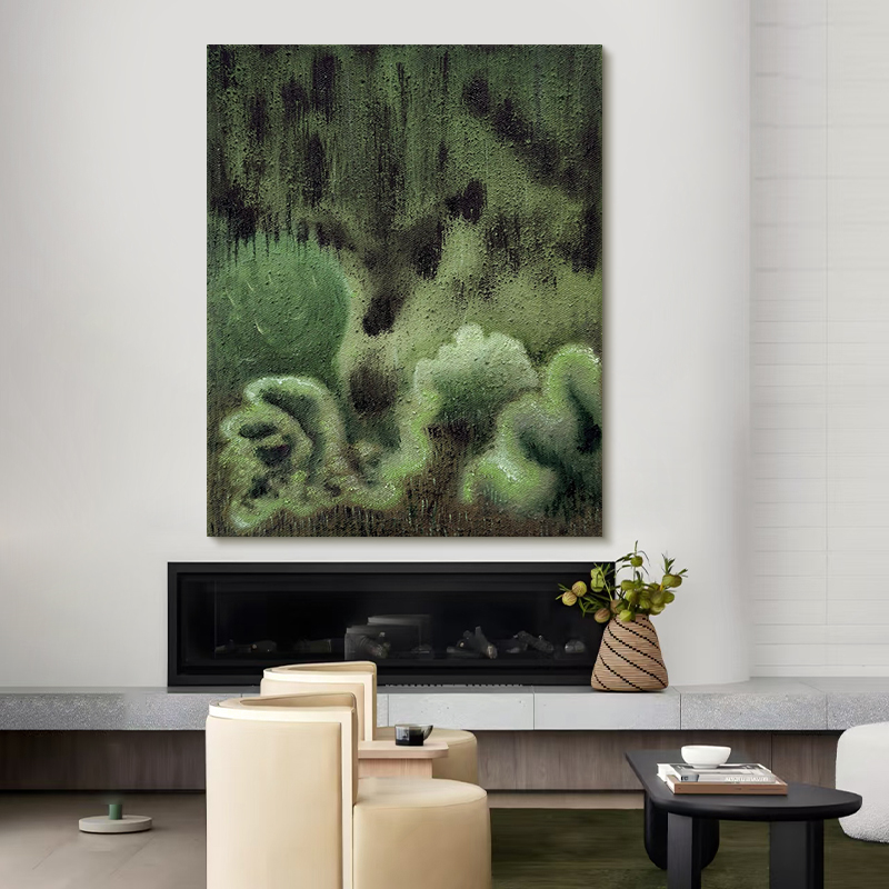 HW.piant原创油画《繁光叠翠》侘寂风客厅高档手工挂画餐厅装饰画