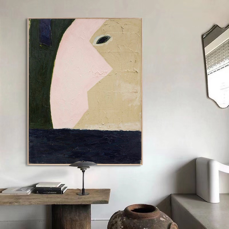 HW.piant原创手绘油画《返程》简约手工抽象画侘寂风客厅玄关挂画