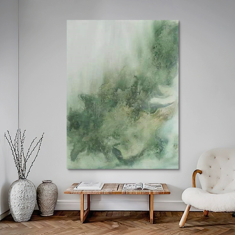 HW.paint纯手绘油画《知汝》侘寂风客厅挂画玄关抽象装饰画手工画