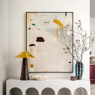 HW.paint手绘油画《普华》客厅侘寂风挂画玄关餐厅装饰画抽象手工