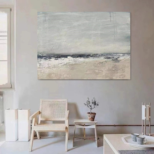 HW.paint纯手绘油画《和风棉》玄关侘寂风手工装饰画客厅抽象挂画