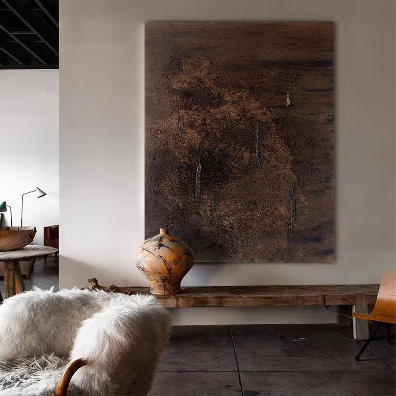 art手绘油画《焦糖盛宴》极简玄关装饰画客厅背景抽象手工挂画