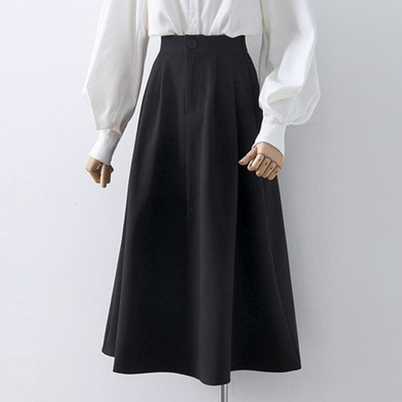梨形身材裙子黑色西装半身裙女秋冬高腰显瘦中长款mm胖毛呢a字裙