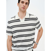 男士 GIOVANNI 条纹凉感针织翻领T恤 短袖 POLO衫 VALENTINO夏季 薄款