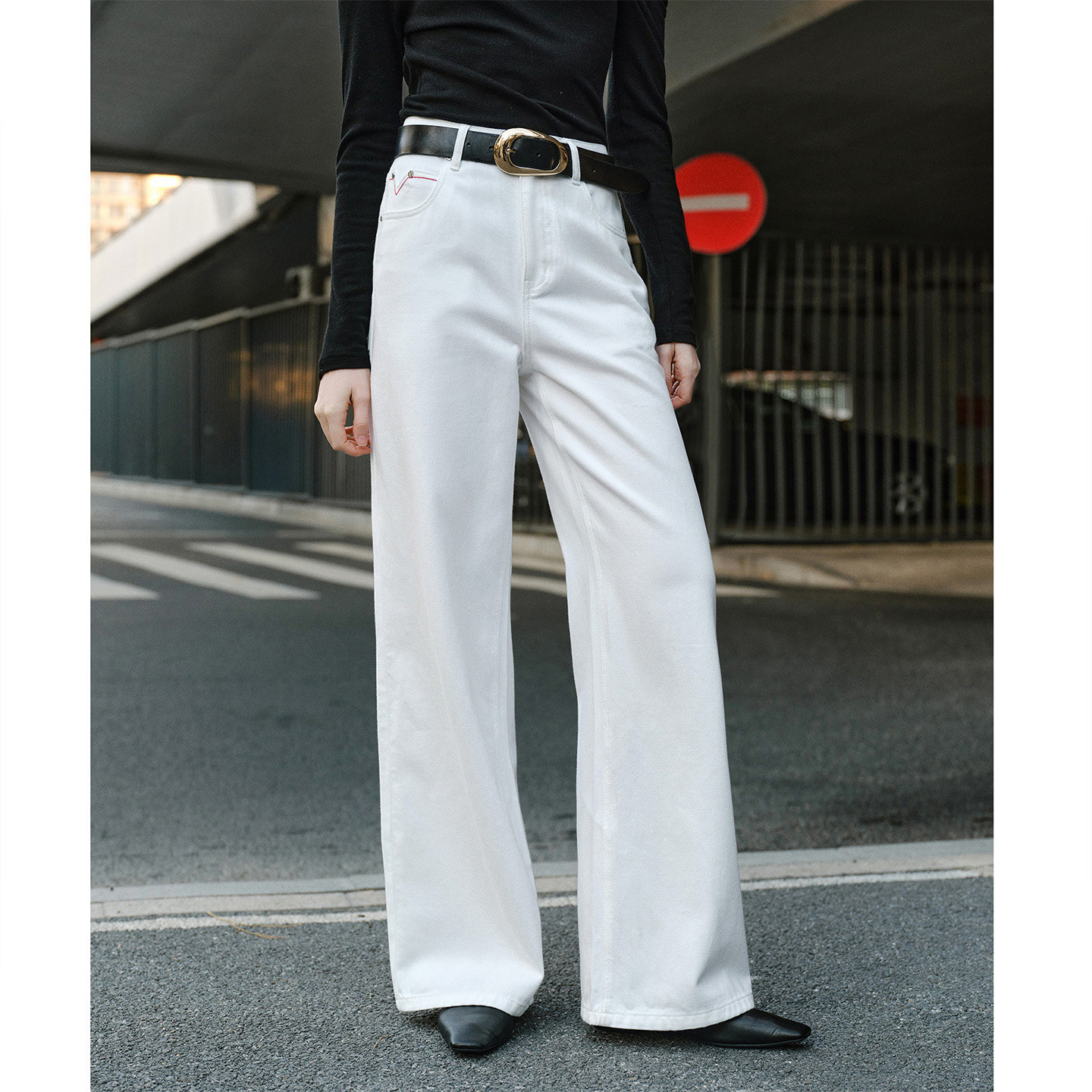 GIOVANNI VALENTINO春夏季女士白色牛仔裤休闲高腰显瘦直筒阔腿裤 - GIOVANNI VALENTINO旗舰店出品