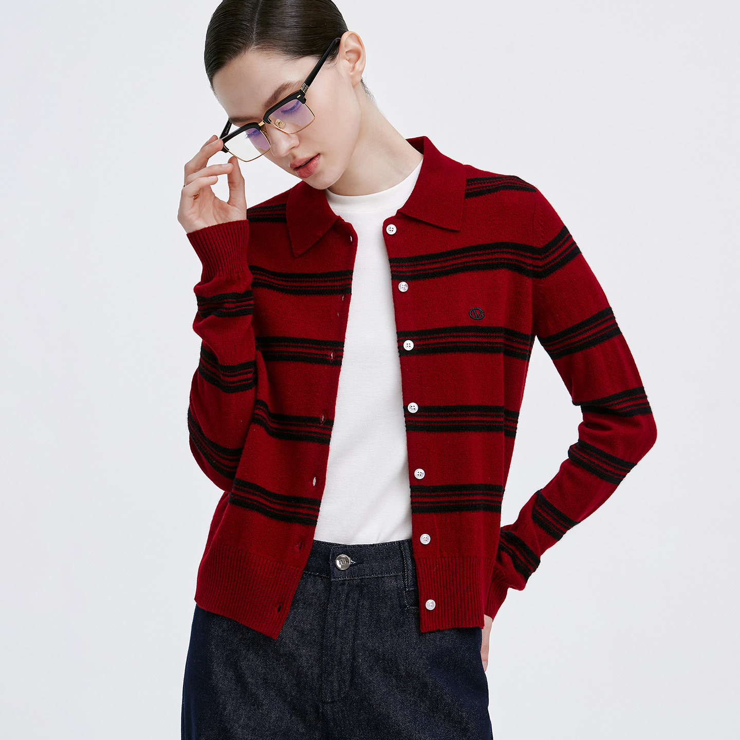 GIOVANNI VALENTINO春秋季针织开衫女圆领全羊毛休闲条纹毛衣外套,女装/女士精品,毛针织衫,淘宝优惠券,粉丝福利购,淘宝优惠卷