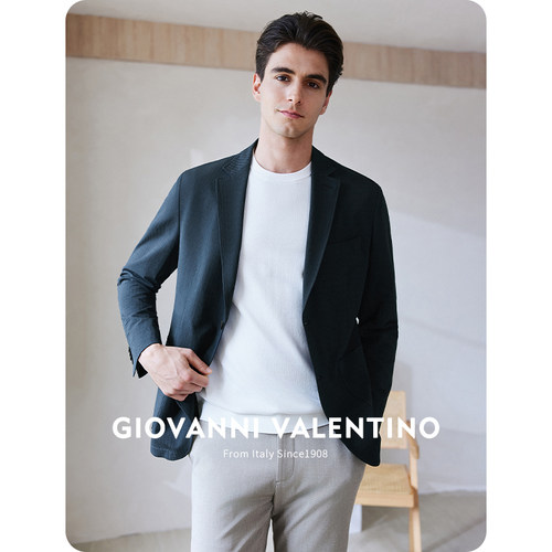 GIOVANNI VALENTINO休闲西装男春季新款商务正装西服外套单西便西