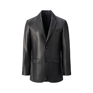 商务休闲通勤羊皮西服外套 真皮皮衣男士 GIOVANNI VALENTINO秋冬季