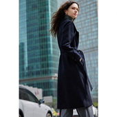外套 通勤藏青风衣女士气质翻领中长款 GIOVANNI VALENTINO春秋季