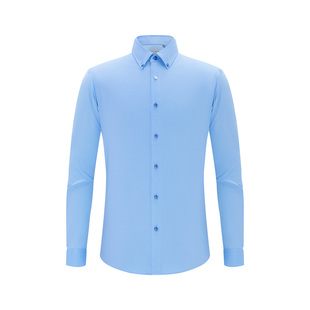 VALENTINO男士 商务休闲蓝色修身 春秋季 衬衫 百搭衬衣 长袖 GIOVANNI