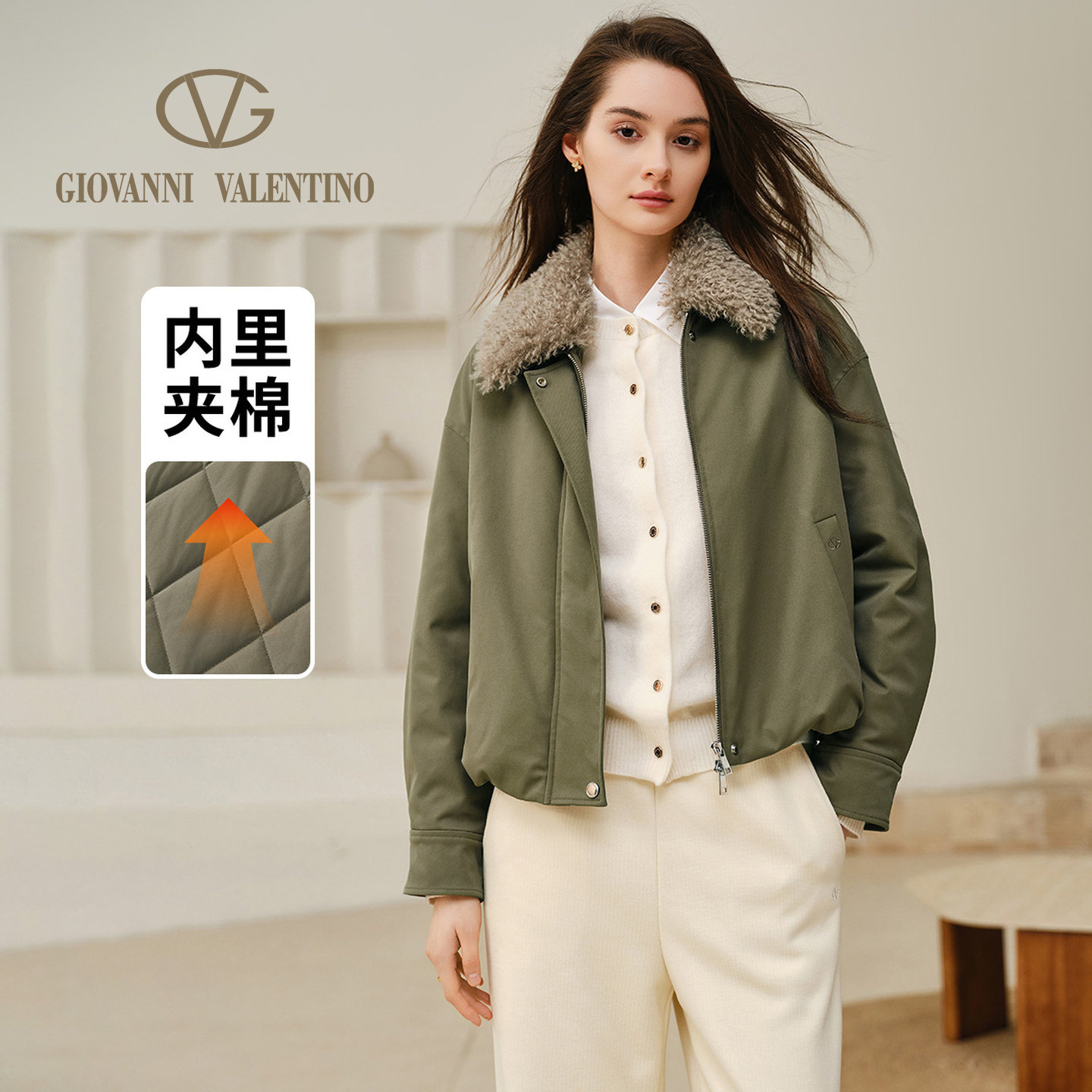 卓凡尼·华伦天奴女士棉服短外套