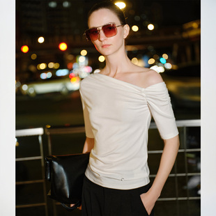 T恤露肩时尚 女士斜肩短袖 休闲简约上衣 VALENTINO夏季 GIOVANNI