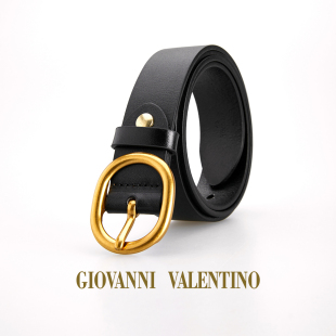GIOVANNI 复古休闲金属皮带 VALENTINO简约设计牛皮革女士腰带时尚