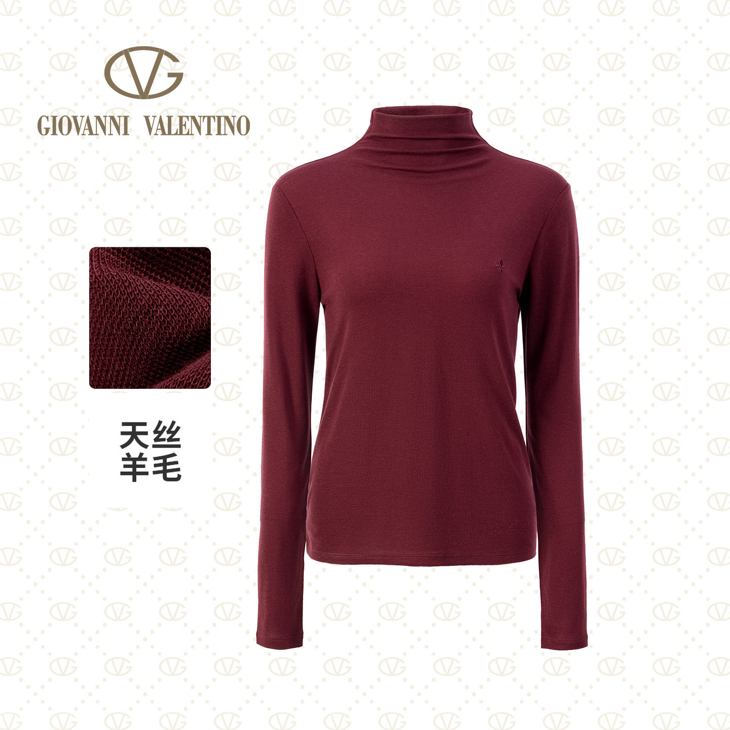 GIOVANNI VALENTINO秋冬女士长袖针织衫含绵羊毛修身休闲针织上衣