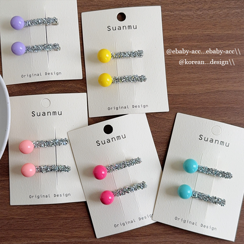 女童糖果色发夹一字夹侧边碎发刘海夹鸭嘴夹闪钻洋气闪闪发卡发饰