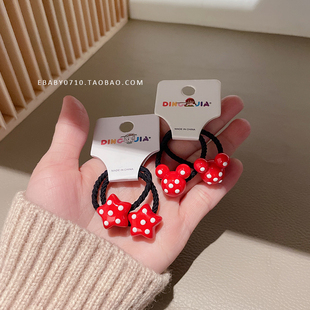 儿童过年红色皮筋女宝扎头发弹力头绳可爱马尾小揪揪发绳不伤发