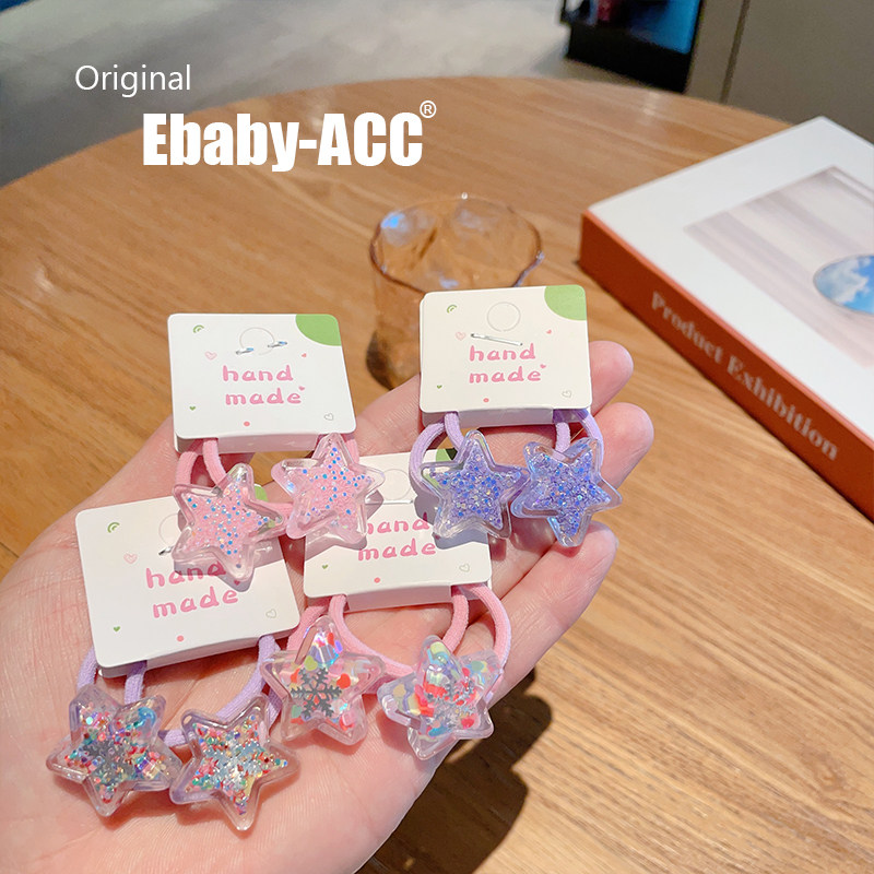 女童紫色闪闪星星发圈小女孩粉色发饰