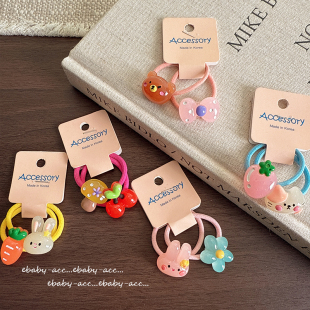 女宝扎头发小皮筋果冻小兔卡通发圈不伤发宝宝头绳AB款 小揪揪发绳